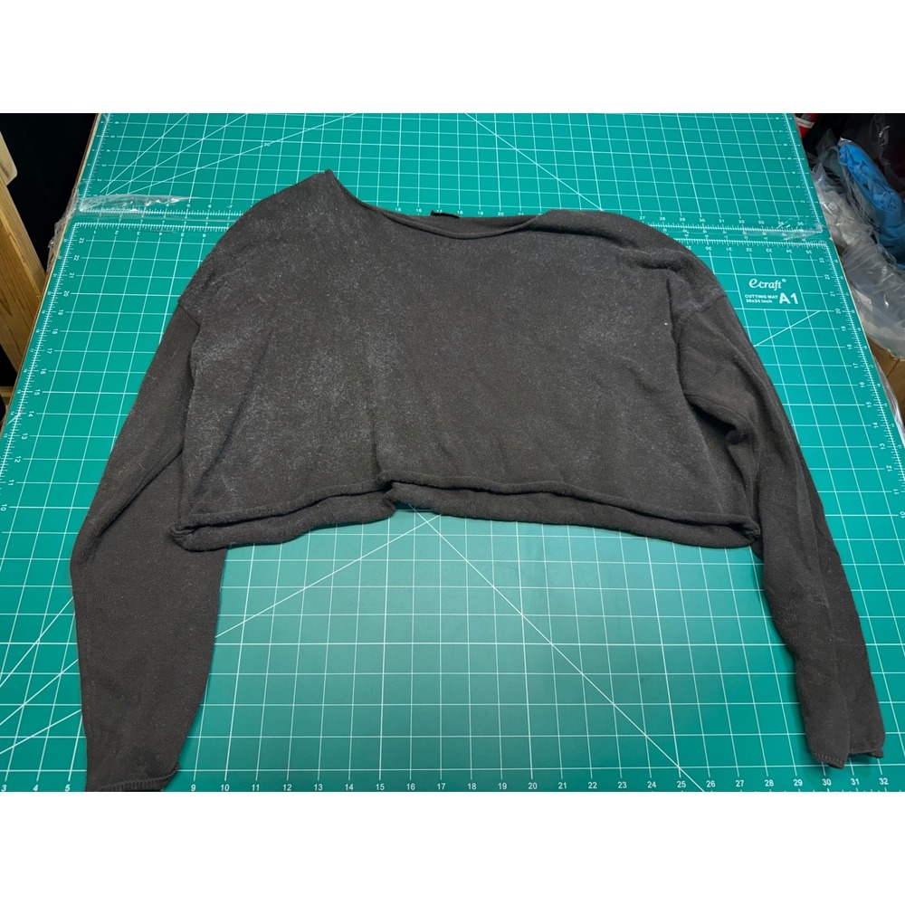 John Galt Brandy Melville Brown Cropped Knit Sweater Cotton Long Sleeve MDA175L